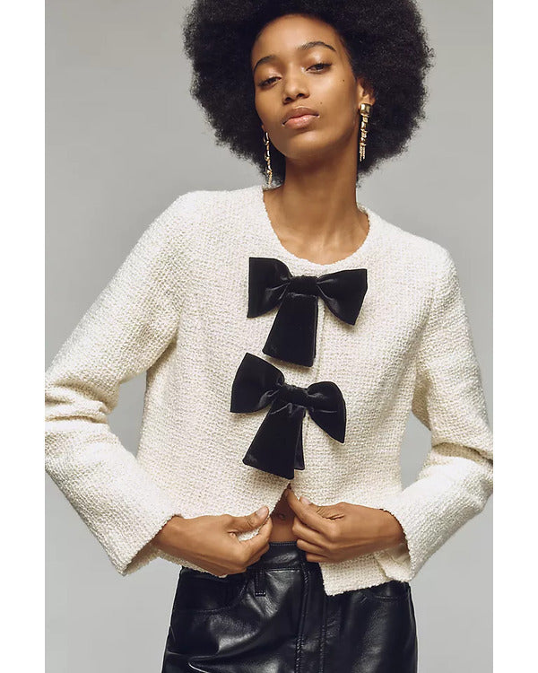 The Today Show 2025 Emilie Ikeda Black Bow Tweed Jacket