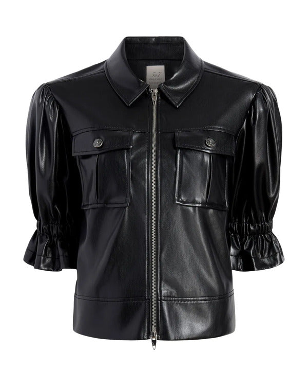 The View 2025 Joy Behar Black Leather ZipFront Jacket