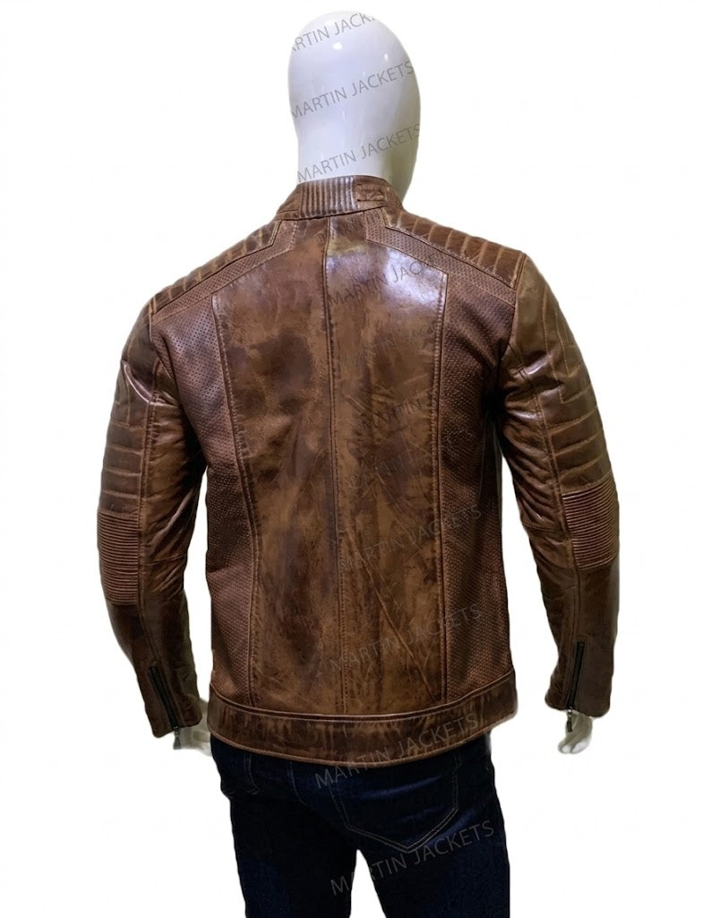 Brown Vintage Cafe Racer Leather Jacket