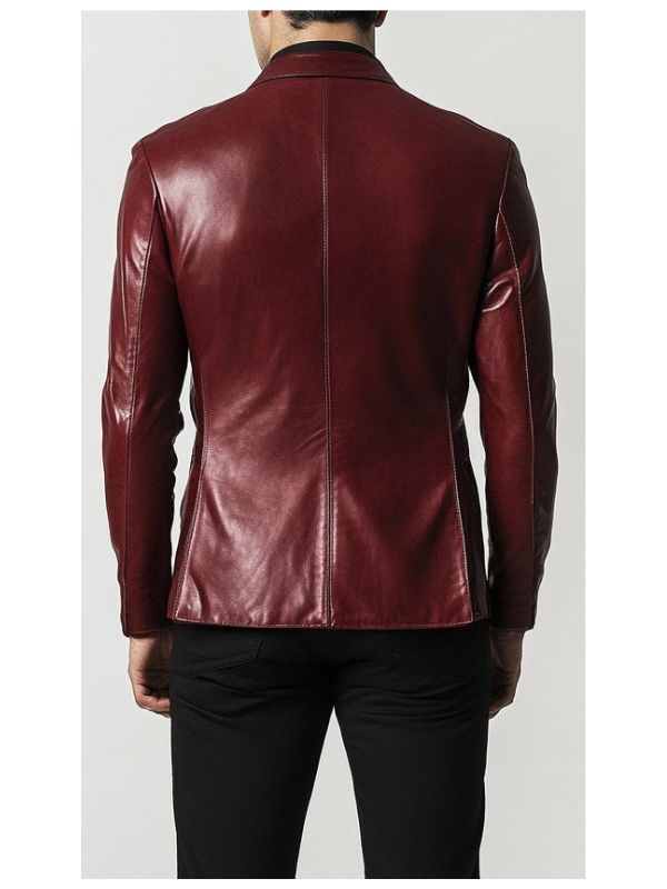 Mateo Men Maroon Premium Leather Blazer