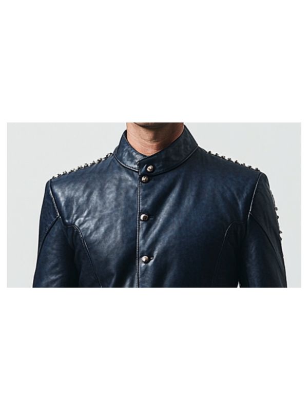Max Blue Leather Jacket - Men Leather Jacket Blue