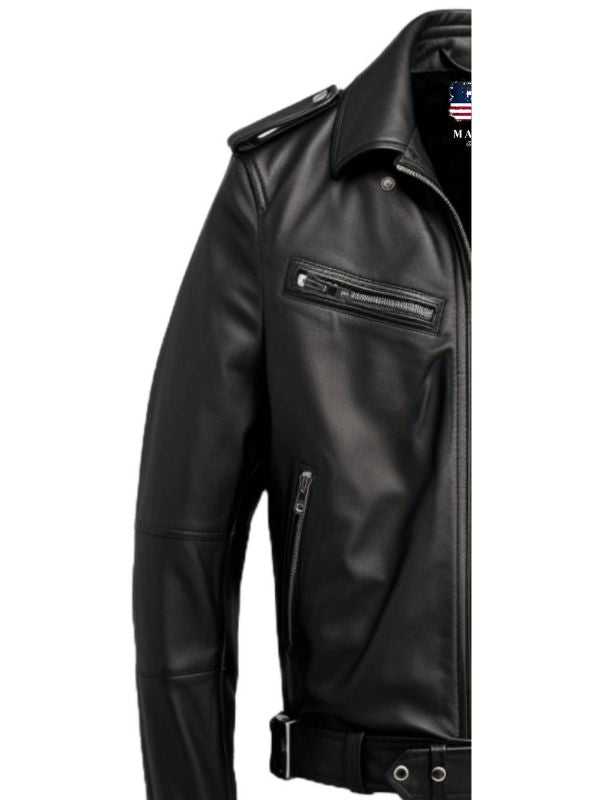 Men Black Leather Jacket - Biker Black Jacket
