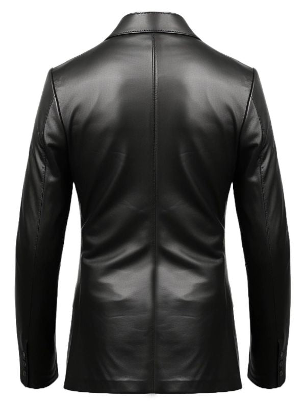 Men Designer Black Leather Blazer