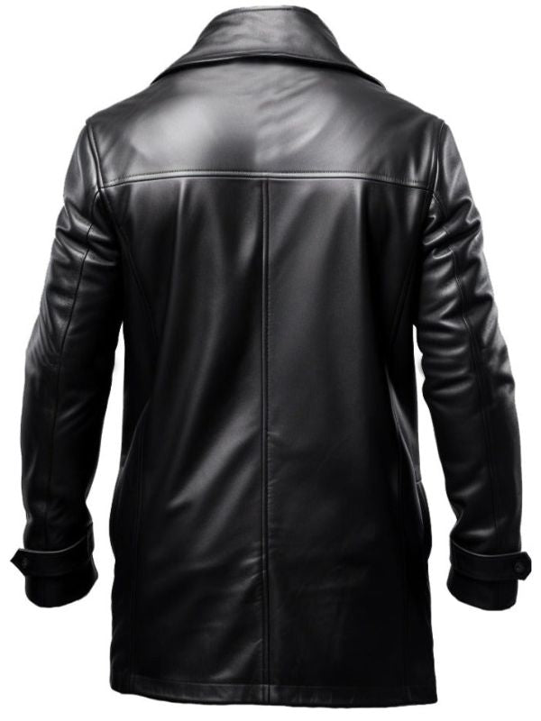 Men Leather Coat - Black Leather Coat