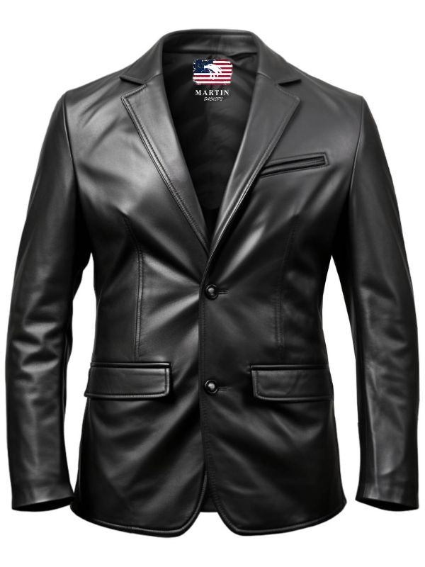 Men Leather Coat Button Style
