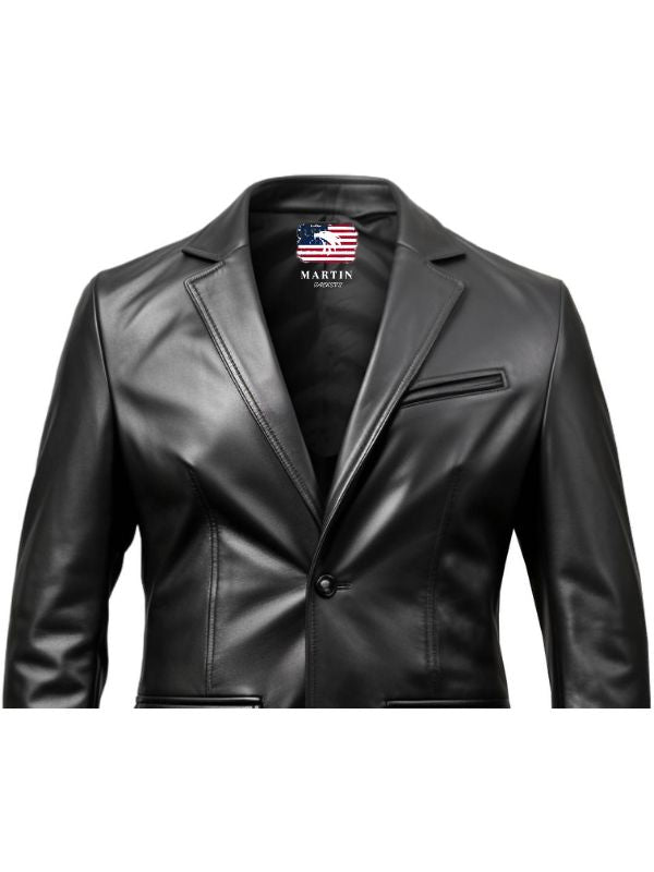 Men Leather Coat Button Style
