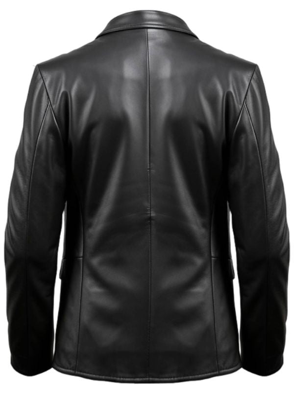 Men Leather Coat Button Style