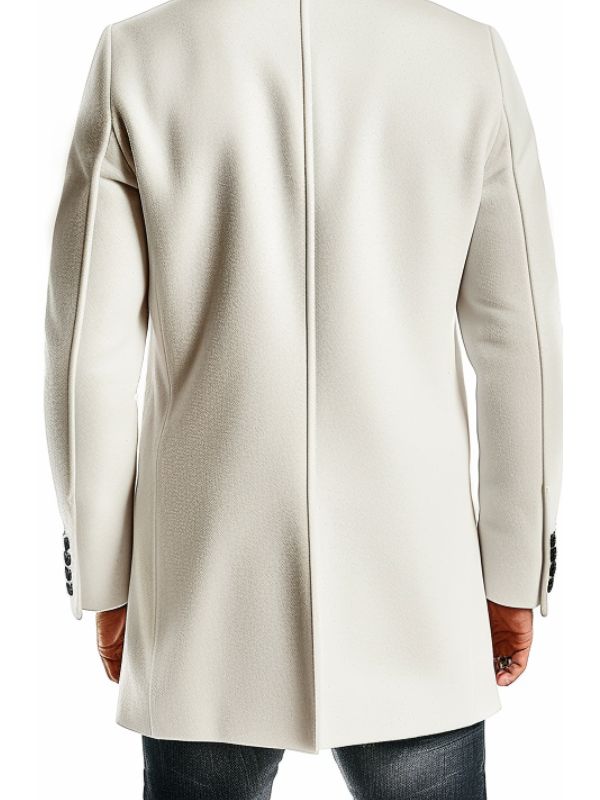 Men White Wool Coat