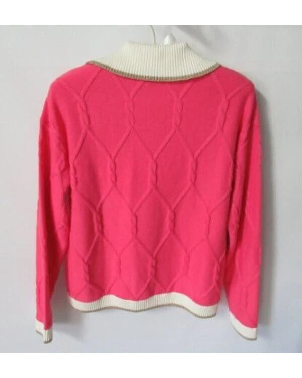 The Today Show 2025 Anne Drewry Pink Cable Knit Polo Sweater