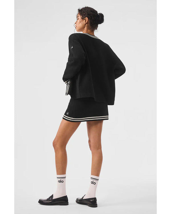 The Flip Off 2025 Christina Hall Black & White Stripe Trim Cardigan