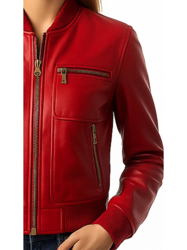 Charlotte Leather Red Jacket - Women Leather Jacket Red