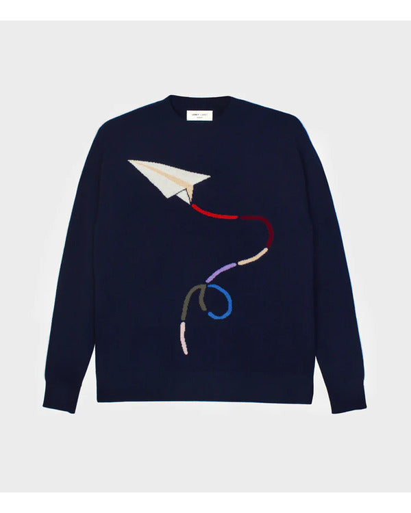 The View 2025 Adam Glassman Blue Paper Airplane Sweater