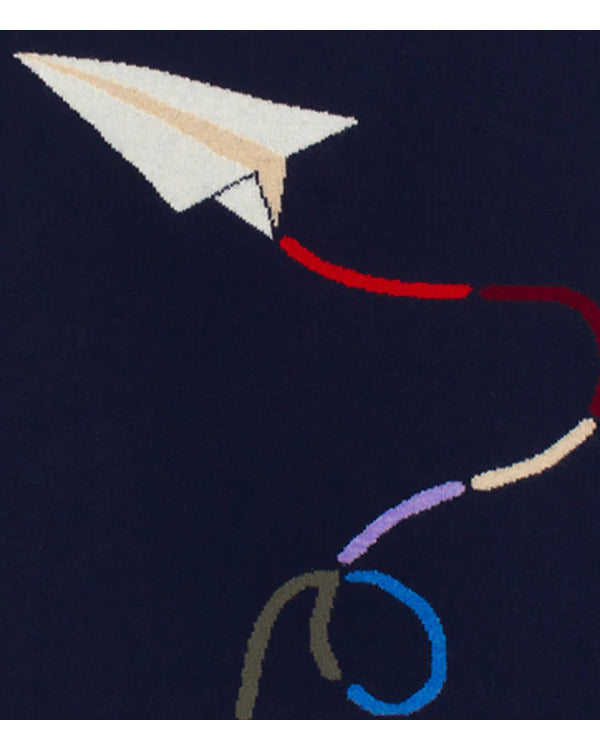 The View 2025 Adam Glassman Blue Paper Airplane Sweater