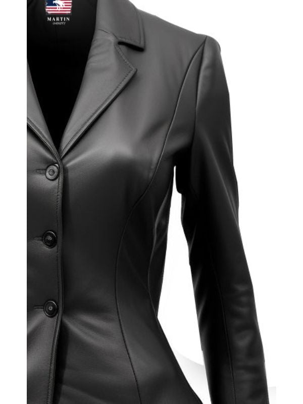 Women Black Leather Blazer - Women Leather Coat