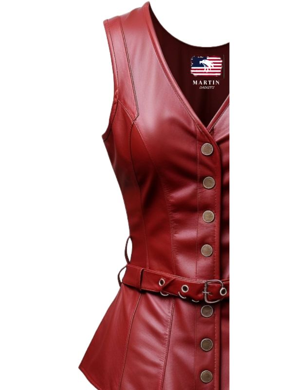 Women Burgundy Leather Vest