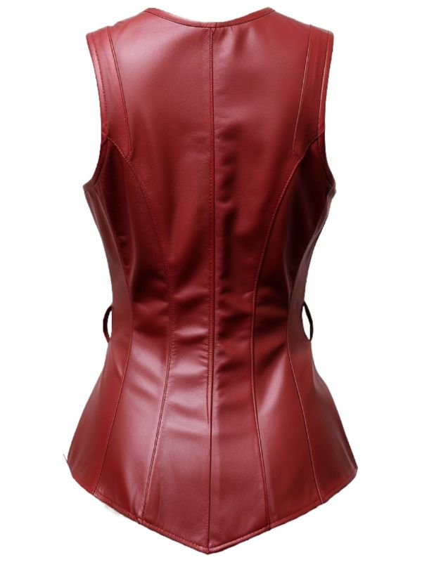 Women Burgundy Leather Vest