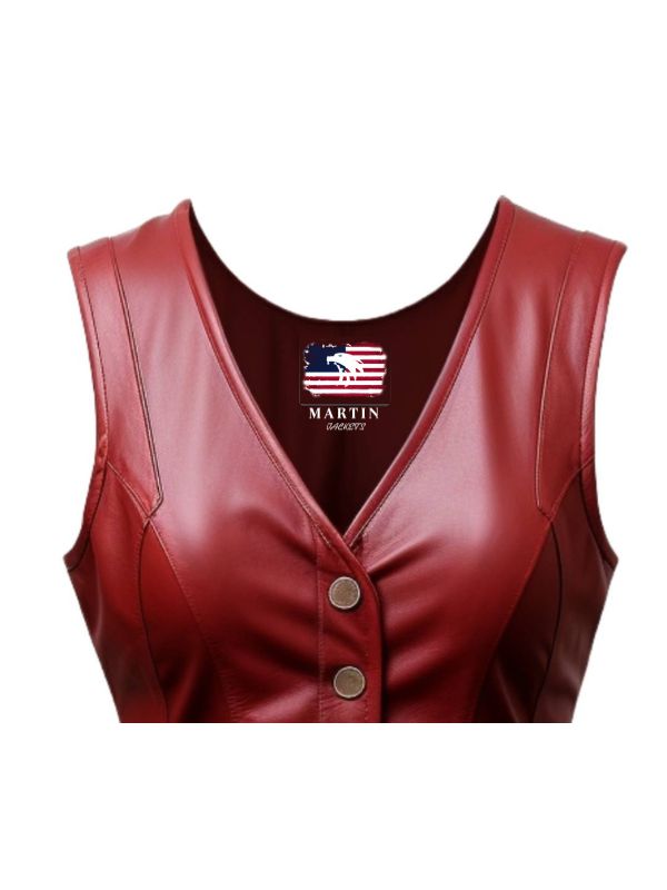 Women Burgundy Leather Vest