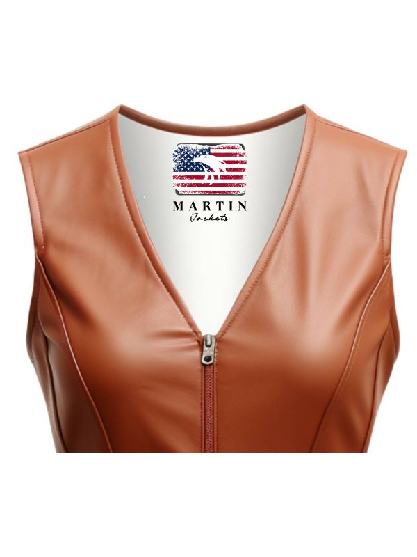 Women Classic Brown Leather Vest