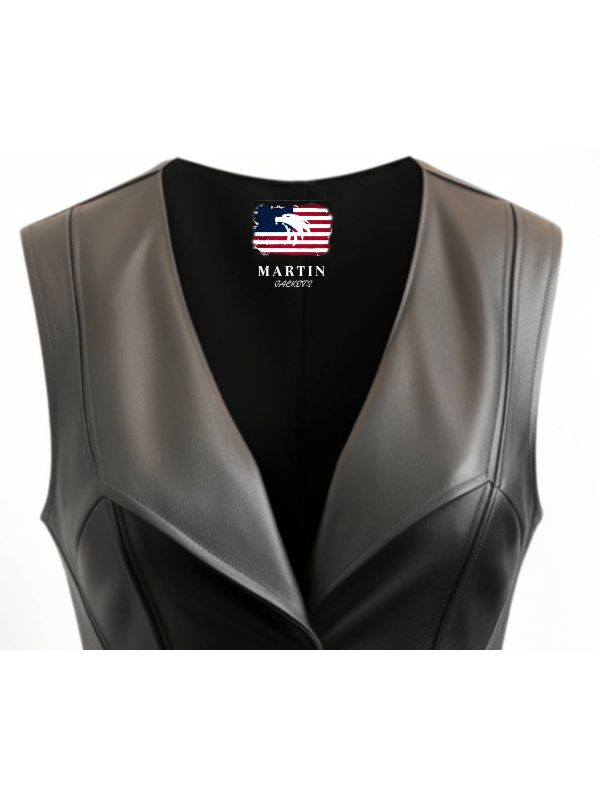 Women Zester Black Leather Vest