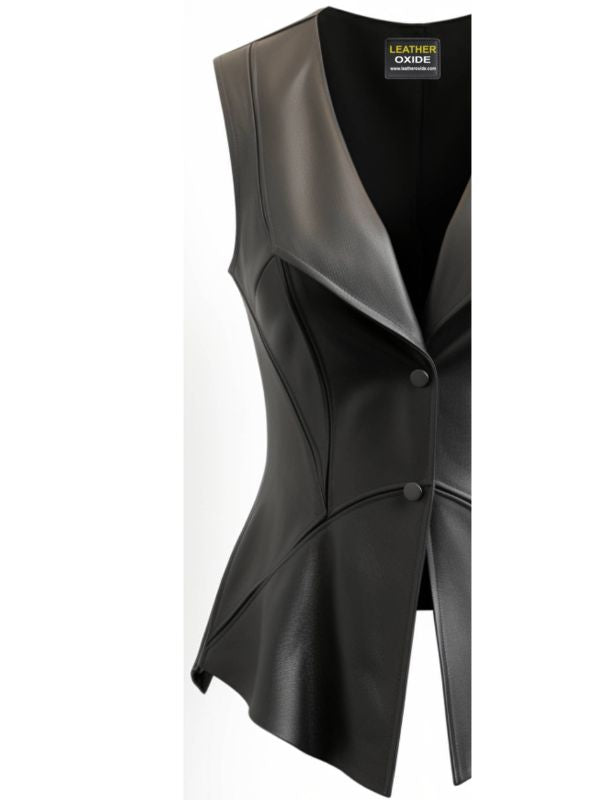 Women Zester Black Leather Vest