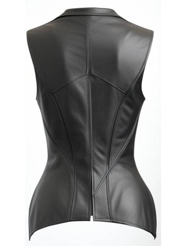 Women Zester Black Leather Vest
