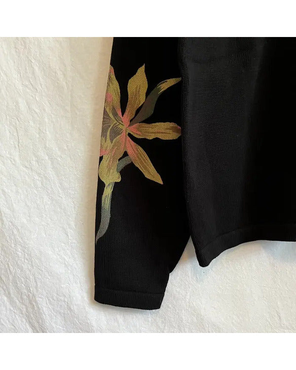 The Today Show 2025 Julian Orchid Print Black Sweater
