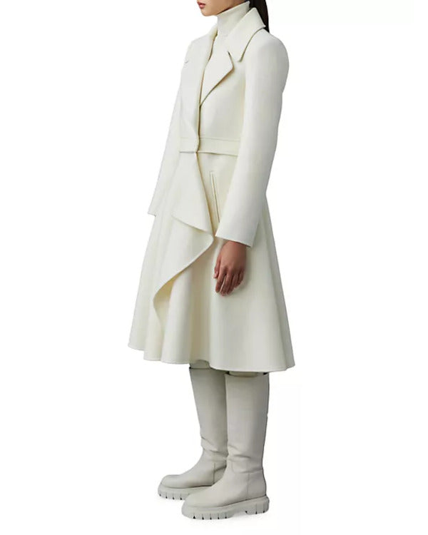 The Today Show 2025 Laura Jarrett White Wrap Ruffle Coat