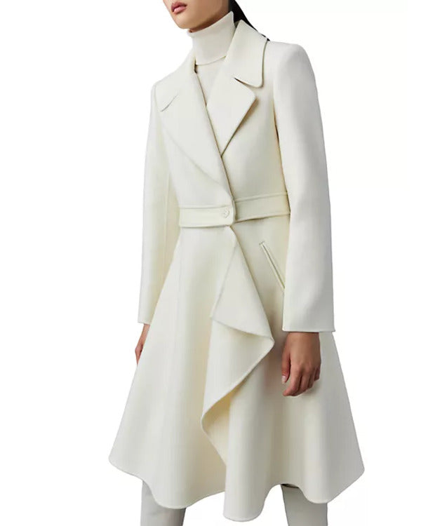 The Today Show 2025 Laura Jarrett White Wrap Ruffle Coat