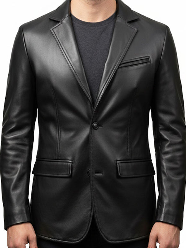 Men's classic black leather blazer from the Martin Jackets men's leather blazers collection