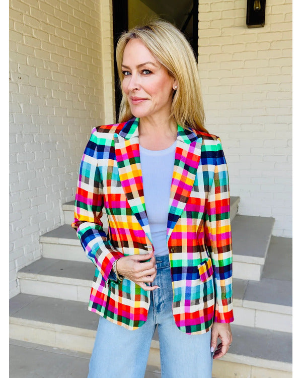 The Social 2025 Andrea Bain Multicolor Checkered Blazer