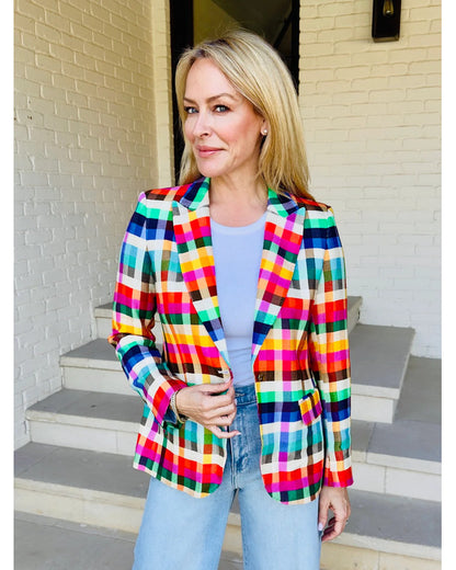 The Social 2025 Andrea Bain Multicolor Checkered Blazer