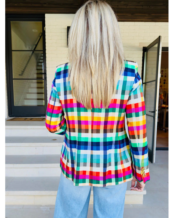 The Social 2025 Andrea Bain Multicolor Checkered Blazer