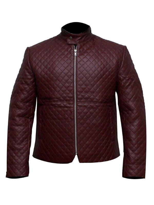 Diamond Classic Quilted Leather Jacket - Maroon