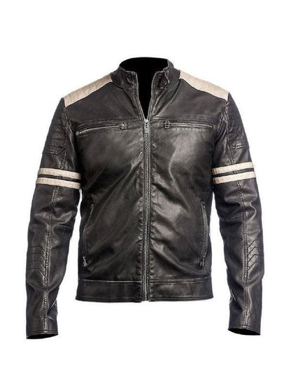 Cafe Racer Jacket Motorcycle Retro Moto black Leather Jacket