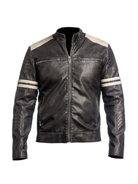 Cafe Racer Jacket Motorcycle Retro Moto black Leather Jacket