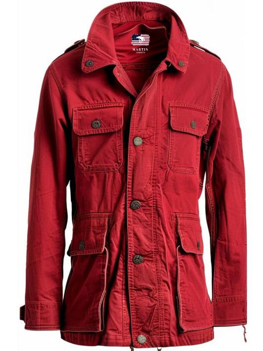 Men Red Ivy Cotton Coat