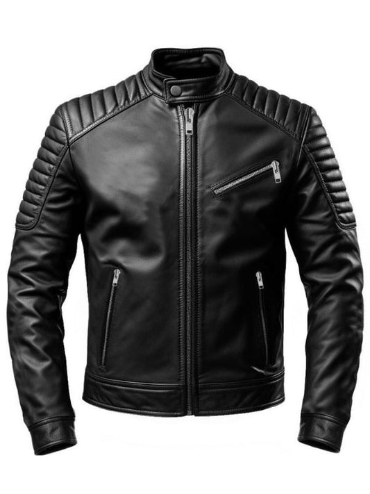Black Men Slim fit Genuine Leather Jacket