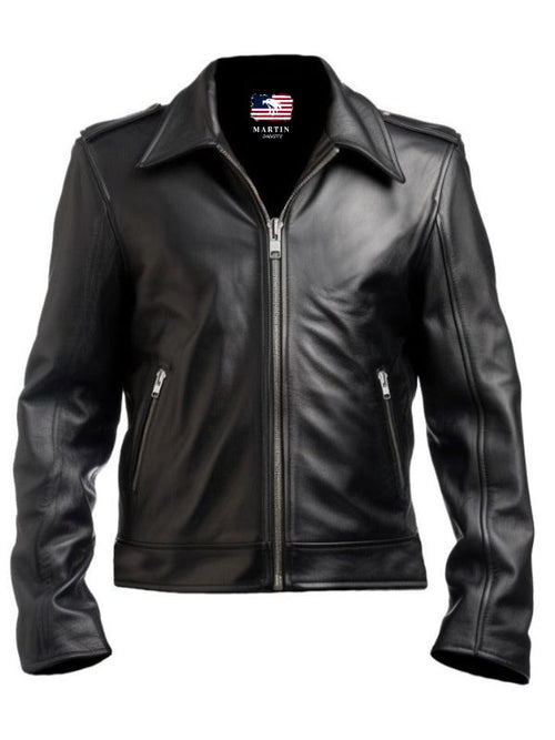Men Vintage Black Leather Jacket - Black Leather Jacket For Men