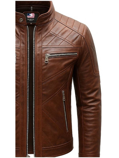 Austin Leather Brown Jacket - Men Leather Jacket Brown