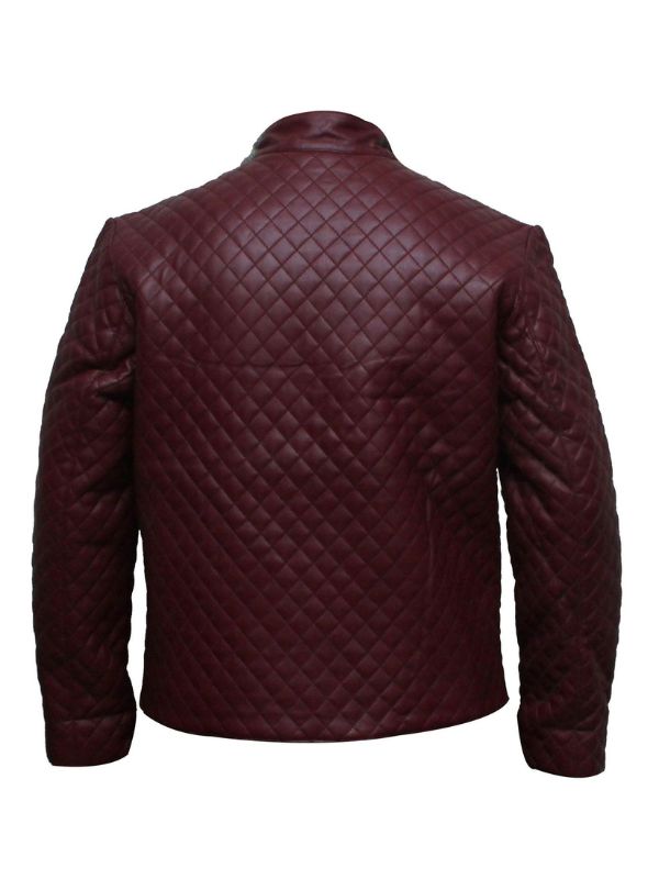 Diamond Classic Quilted Leather Jacket - Maroon