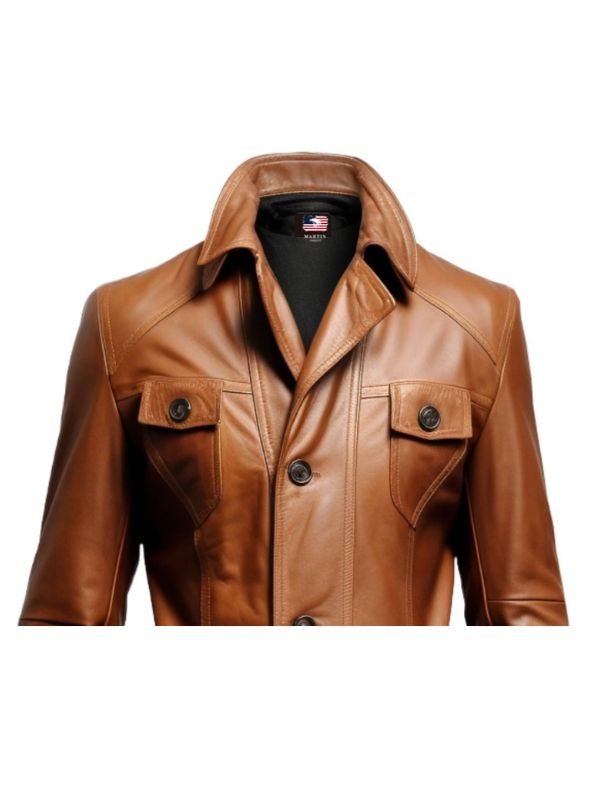 Men Vintage Hooded Leather Coat