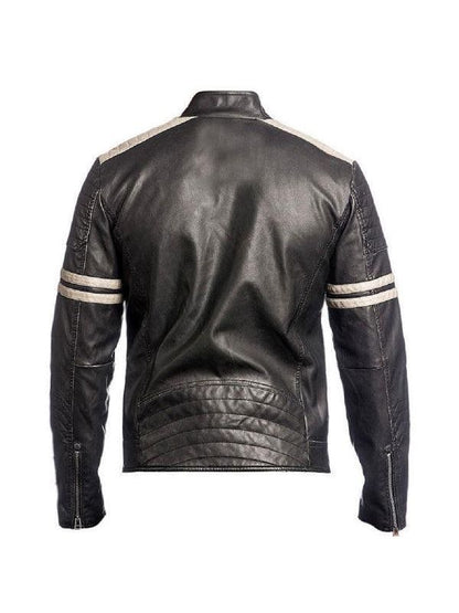 Cafe Racer Jacket Motorcycle Retro Moto black Leather Jacket