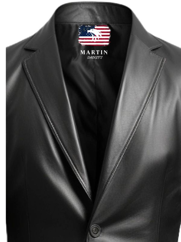 Men Black Biker Leather Blazer - Leather Coats for Men