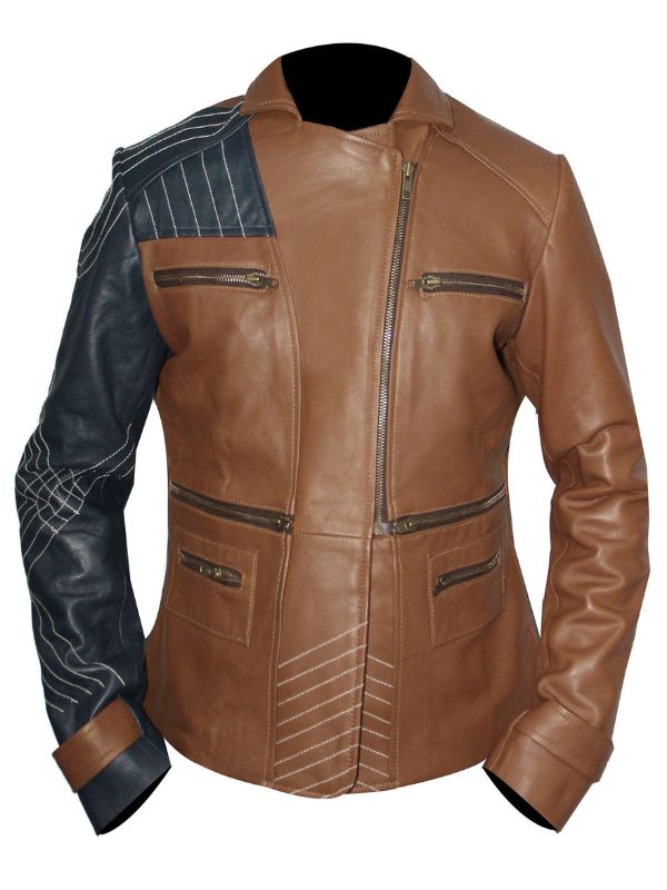 Women Leather Jacket - Brown