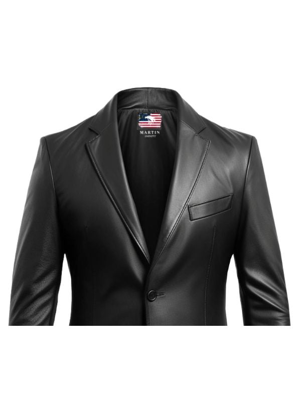 Men Black Stylish Designer Leather Blazer