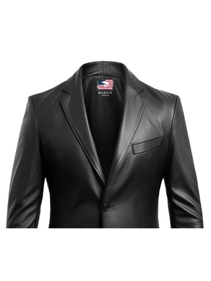 Men Black Stylish Designer Leather Blazer