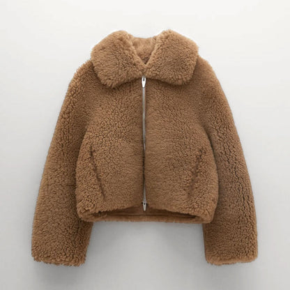 Women’s Brown Fur Shearling Leather Jacket