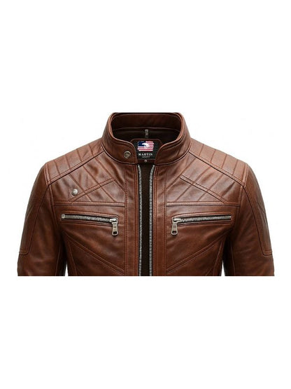Austin Leather Brown Jacket - Men Leather Jacket Brown
