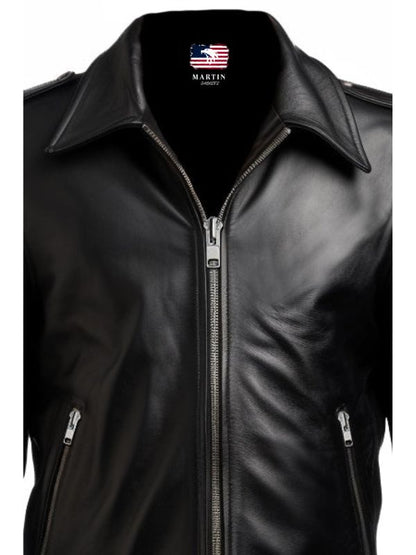 Men Vintage Black Leather Jacket - Black Leather Jacket For Men