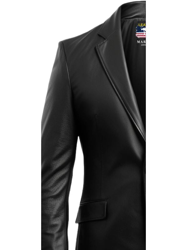 Men Black Stylish Designer Leather Blazer